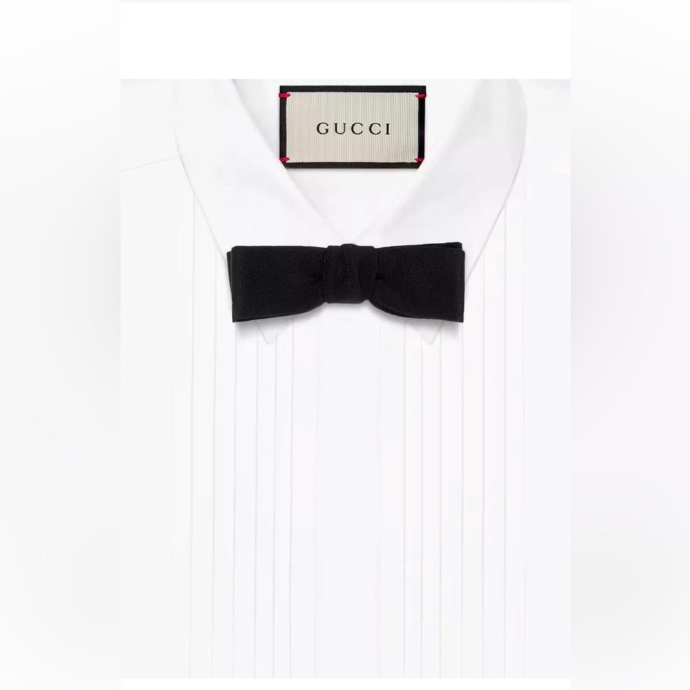 NWT GUCCI GG JACQUARD SILK BLACK BOW TIE - Picture 3 of 10